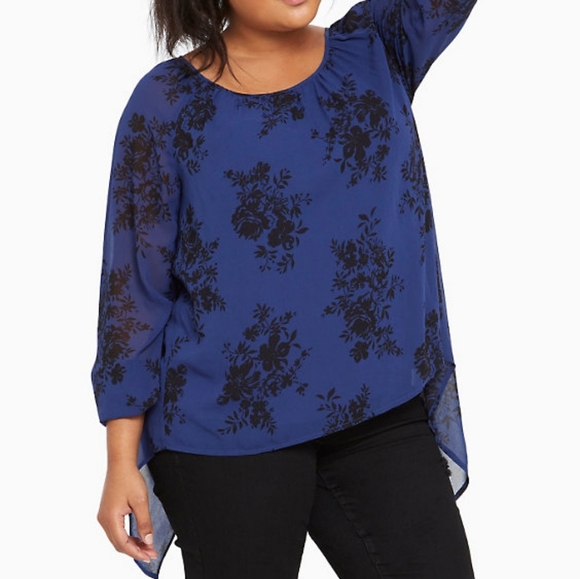 torrid Tops - Torrid Floral Print Chiffon Tulip Back Top